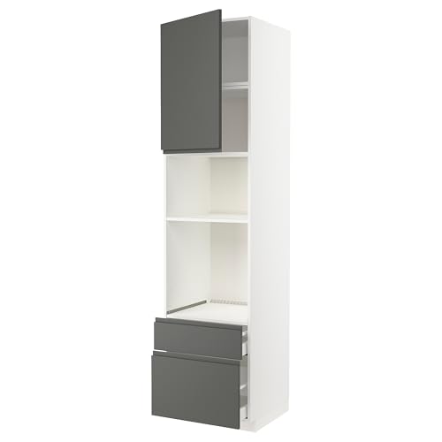ProTuning METOD/MAXIMERA High Cab F Backofen/Micro W Dr/2 Drwrs, Weiß/Voxtorp Dunkelgrau, 60 x 60 x 240 cm von ProTuning