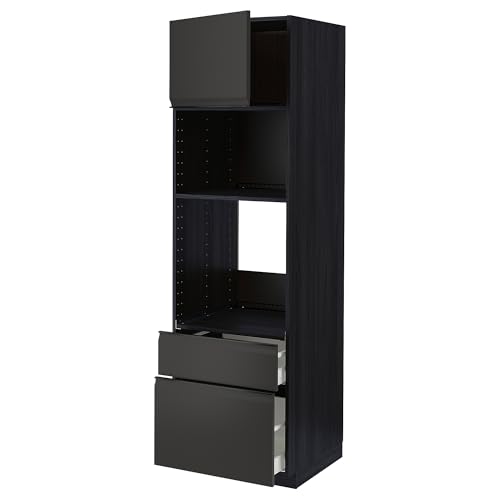 ProTuning METOD/MAXIMERA High Cab f Backofen/Micro W dr/2 Drwrs, Schwarz/Upplöv Matt Anthrazit, 60x60x200 cm von ProTuning