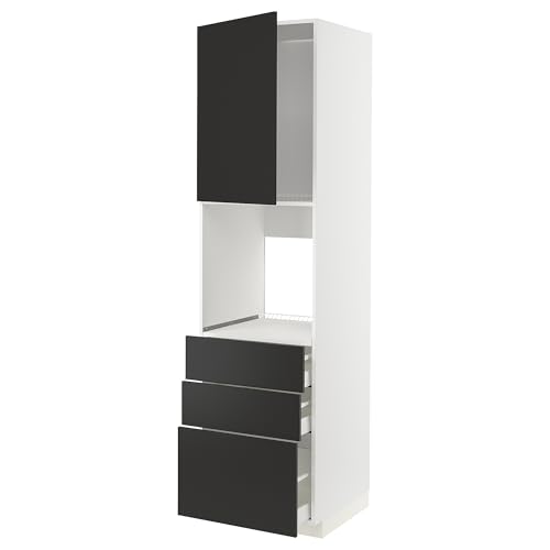 ProTuning METOD/MAXIMERA Hochkabine f Backofen mit Tür/3 Schubladen, Weiß/Nickebo matt anthrazit, 60x60x220 cm von ProTuning