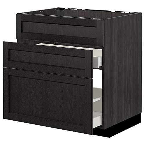 ProTuning METOD/MAXIMERA Unterbaukabine f Spüle+3 Fronten/2 Schubladen, 80x60 cm, schwarz/Lerhyttan schwarz gebeizt von ProTuning