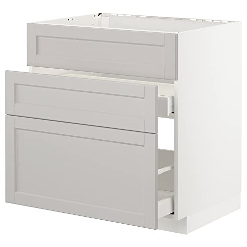 ProTuning METOD/MAXIMERA Unterbaukabine f Spüle+3 Fronten/2 Schubladen, 80x60 cm, weiß/Lerhyttan hellgrau ProTuning METOD/MAXIMERA Unterbaukabine f Spüle+3 Fronten/2 Schubladen, 80x60 cm, weiß/Lerhyttan hellgrau von ProTuning