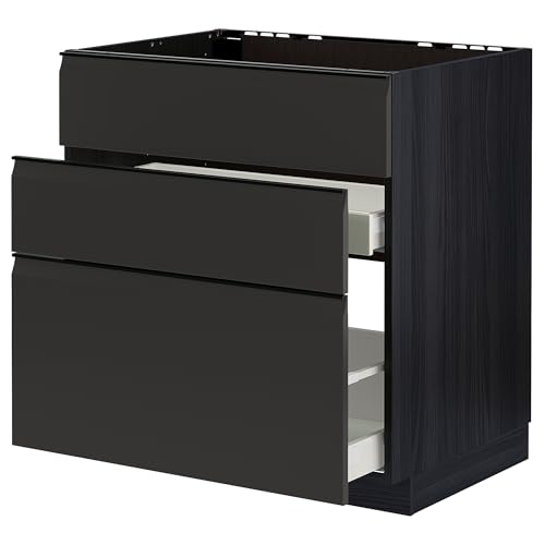 ProTuning METOD/MAXIMERA Unterbaukabine f Spüle+3 Fronten/2 Schubladen, Schwarz/Upplöv matt anthrazit, 80x60 cm von ProTuning