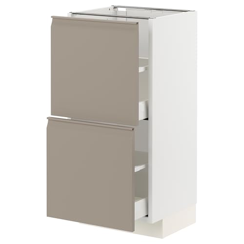 ProTuning METOD/MAXIMERA Unterschrank mit 2 Schubladen, Weiß/Upplöv matt dunkelbeige, 40x37 cm von ProTuning