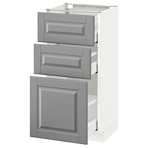 ProTuning METOD/MAXIMERA Unterschrank mit 3 Schubladen, 40x37 cm, Weiß/Bodbyn Grau von ProTuning