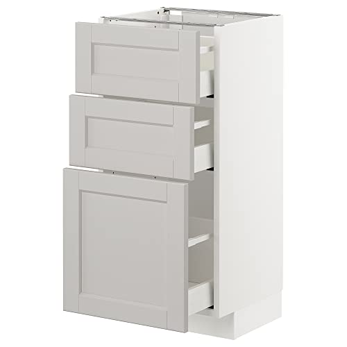 ProTuning METOD/MAXIMERA Unterschrank mit 3 Schubladen, 40x37 cm, Weiß/Lerhyttan Hellgrau ProTuning METOD/MAXIMERA Unterschrank mit 3 Schubladen, 40x37 cm, Weiß/Lerhyttan Hellgrau von ProTuning