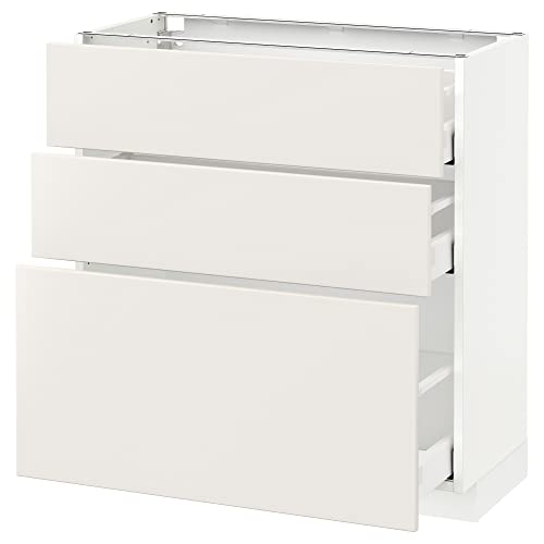 ProTuning METOD/MAXIMERA Unterschrank mit 3 Schubladen, 80x37 cm, Weiß/Veddinge Weiß von ProTuning