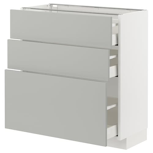 ProTuning METOD/MAXIMERA Unterschrank mit 3 Schubladen, Weiß/Havstorp Hellgrau, 80x37 cm von ProTuning