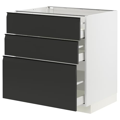 ProTuning METOD/MAXIMERA Unterschrank mit 3 Schubladen, Weiß/Upplöv matt anthrazit, 80x60 cm von ProTuning