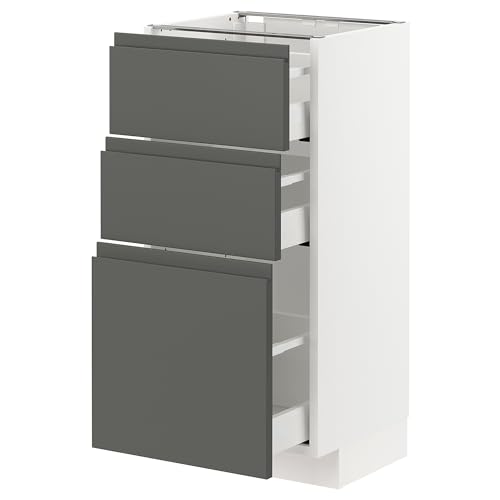 ProTuning METOD/MAXIMERA Unterschrank mit 3 Schubladen, Weiß/Voxtorp Dunkelgrau, 40x37 cm von ProTuning