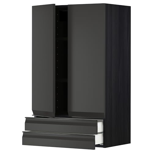 ProTuning METOD/MAXIMERA Wandschrank mit 2 Türen/2 Schubladen, Schwarz/Upplöv matt anthrazit, 60x100 cm von ProTuning