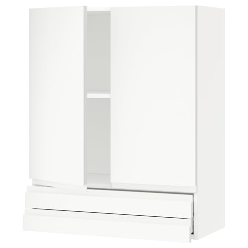 ProTuning METOD/MAXIMERA Wandschrank mit 2 Türen/2 Schubladen, Weiß/Voxtorp mattweiß, 80x100 cm von ProTuning