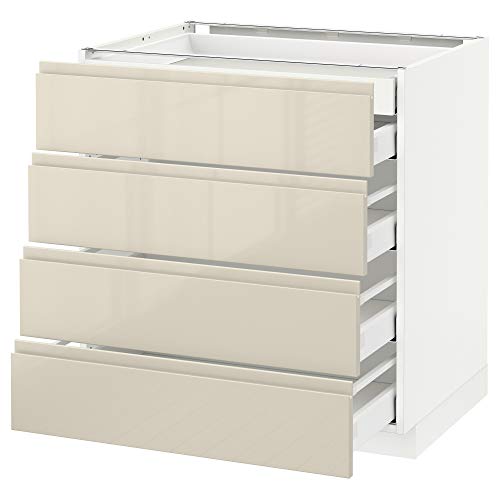 ProTuning METOD/MAXIMERA base cb 4 frnts/2 low/3 md drwrs, 80x60cm, white/Voxtorp high-gloss light beige von ProTuning
