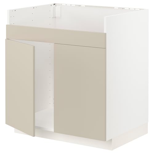 ProTuning METOD Base cab f HAVSEN Doppelbeckenspüle, Weiß/Havstorp Beige, 80x60 cm von ProTuning