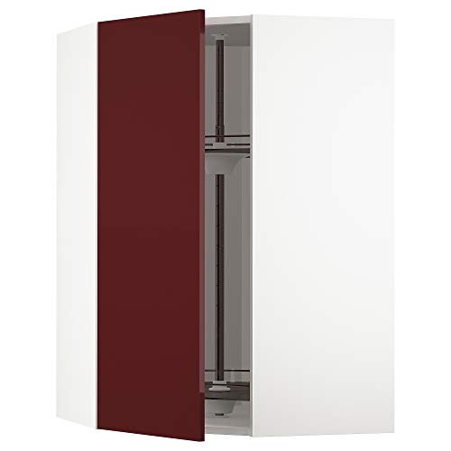 ProTuning METOD Eckhängeschrank mit Karussell, 68x100 cm, Weiß Kallarp/Hochglanz Dunkelrotbraun von ProTuning