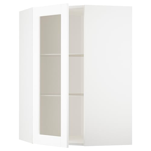 ProTuning METOD Eckwandkabine mit Regalen/Glas Dr, Weiß Enköping/Weiß Holzoptik, 68x100cm von ProTuning