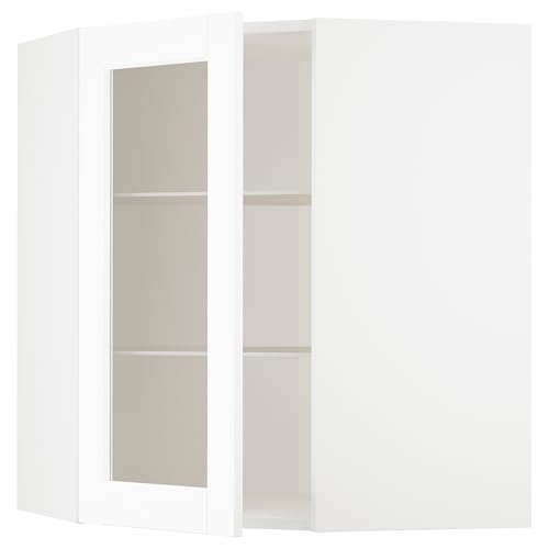 ProTuning METOD Eckwandkabine mit Regalen/Glas dr, weiß Enköping/weiße Holzoptik, 68 x 80 cm von ProTuning