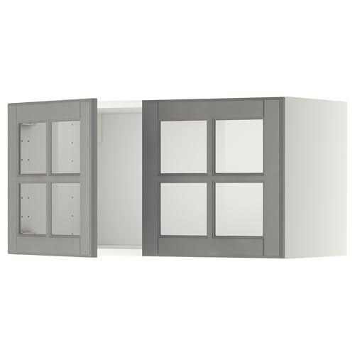 ProTuning METOD Hängeschrank mit 2 Glastüren, Weiß/Bodbyn Grau, 80x40 cm von ProTuning
