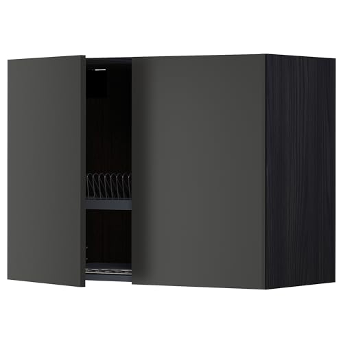 ProTuning METOD Hängeschrank mit Abtropfgestell/2 Türen, Schwarz/Nickebo Matt Anthrazit, 80x60 cm von ProTuning