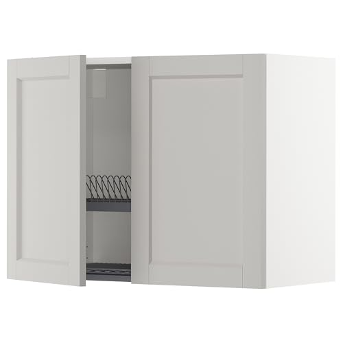 ProTuning METOD Hängeschrank mit Abtropfgestell/2 Türen, Weiß/Lerhyttan Hellgrau, 80x60 cm von ProTuning