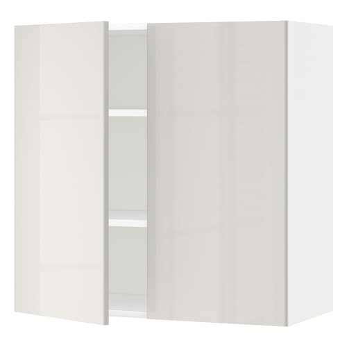 ProTuning METOD Hängeschrank mit Einlegeböden/2 Türen, Weiß/Ringhult Hellgrau, 80x80 cm von ProTuning