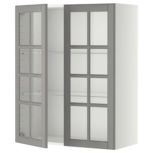ProTuning METOD Hängeschrank mit Regalen/2 Glastr nken, Weiß/Bodbyn Grau, 80x100 cm von ProTuning
