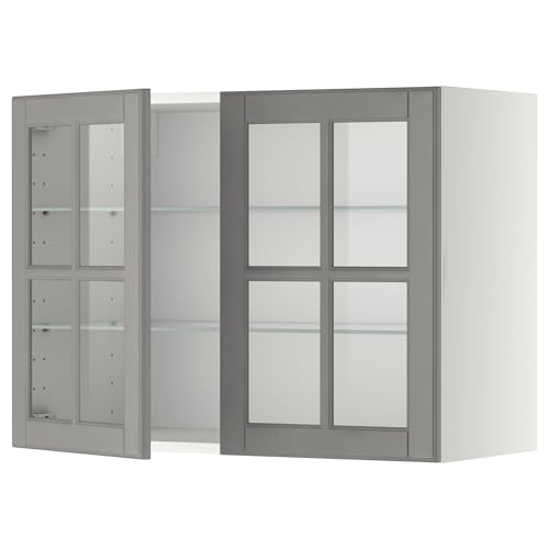 ProTuning METOD Hängeschrank mit Regalen/2 Glastr nken, Weiß/Bodbyn Grau, 80x60 cm von ProTuning