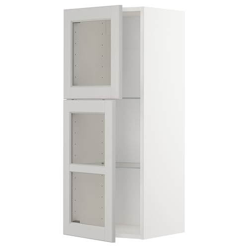 ProTuning METOD Hängeschrank mit Regalen/2 Glastr nken, Weiß/Lerhyttan Hellgrau, 40x100 cm von ProTuning