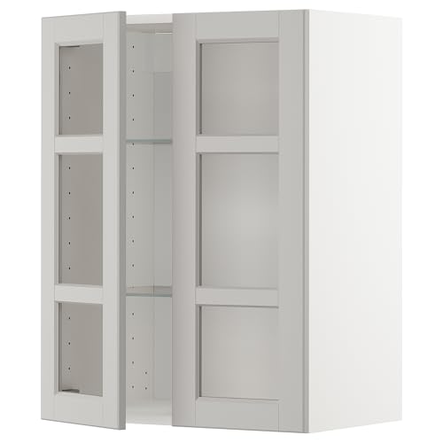 ProTuning METOD Hängeschrank mit Regalen/2 Glastr nken, Weiß/Lerhyttan Hellgrau, 60x80 cm von ProTuning