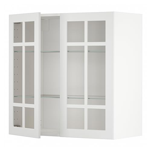 ProTuning METOD Hängeschrank mit Regalen/2 Glastr nken, Weiß/Stensund Weiß, 80x80 cm von ProTuning