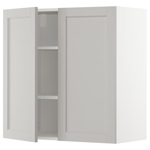 ProTuning METOD Hängeschrank mit Regalen/2 Türen, Weiß/Lerhyttan Hellgrau, 80x80 cm von ProTuning