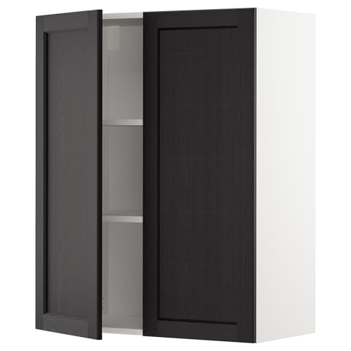 ProTuning METOD Hängeschrank mit Regalen/2 Türen, Weiß/Lerhyttan Schwarz gebeizt, 80x100 cm von ProTuning