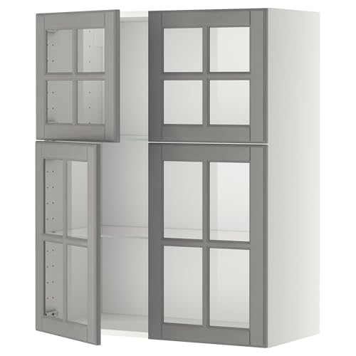 ProTuning METOD Hängeschrank mit Regalen/4 Glastr nken, Weiß/Bodbyn Grau, 80x100 cm von ProTuning