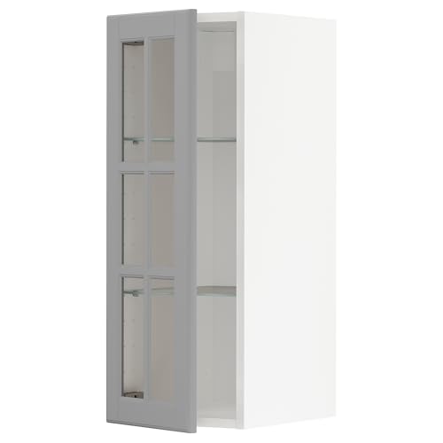 ProTuning METOD Hängeschrank mit Regalen/Glastür, Weiß/Bodbyn Grau, 30x80 cm von ProTuning