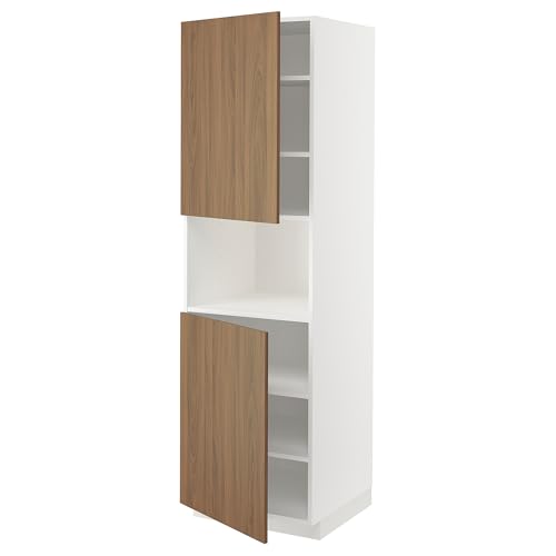 ProTuning METOD High Cab F Micro W 2 Türen/Ablagen, Weiß/Tistorp Braun Walnuss-Effekt, 60x60x200cm von ProTuning