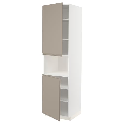 ProTuning METOD High Cab f Micro W 2 Türen/Ablagen, Weiß/Upplöv matt dunkelbeige, 60x60x220 cm von ProTuning