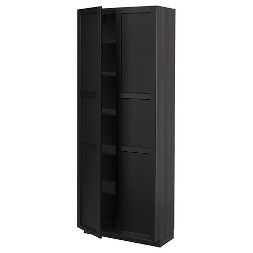 ProTuning METOD Hochschrank mit Einlegeböden, Schwarz/Lerhyttan Schwarz gebeizt, 80x37x200 cm von ProTuning