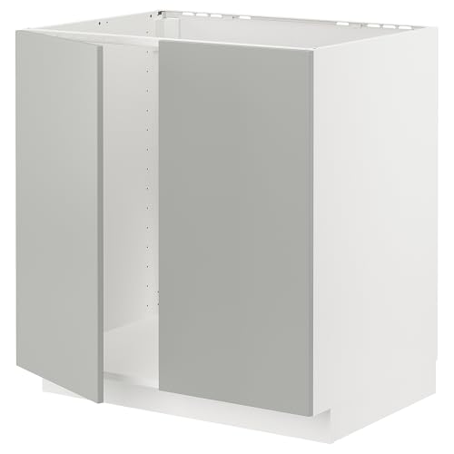 ProTuning METOD Unterschrank für Waschbecken + 2 Türen, Weiß/Havstorp Hellgrau, 80x60 cm von ProTuning