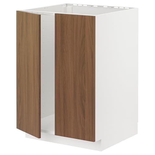 ProTuning METOD Unterschrank für Waschbecken + 2 Türen, Weiß/Tistorp Braun Walnuss-Effekt, 60x60cm von ProTuning