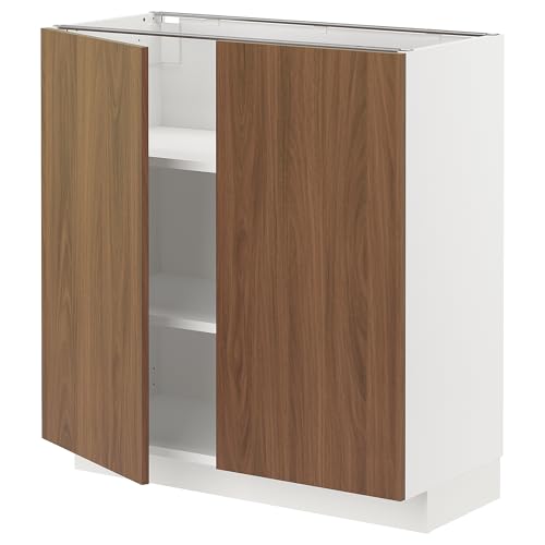 ProTuning METOD Unterschrank mit Regalen/2 Türen, Weiß/Tistorp Braun Walnuss-Effekt, 80x37cm von ProTuning
