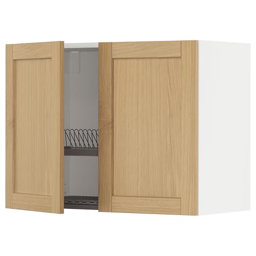 ProTuning METOD Wandschrank mit Abtropfgestell/2 Türen, Weiß/Forsbacka Eiche, 80x60 cm von ProTuning