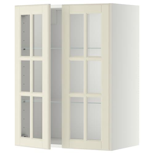 ProTuning METOD Wandschrank mit Regalen/2 Glas-Trs, Weiß/Bodbyn Off-White, 60 x 80 cm von ProTuning