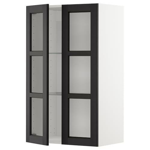 ProTuning METOD Wandschrank mit Regalen/2 Glas-Trs, Weiß/Lerhyttan schwarz gebeizt, 60 x 100 cm von ProTuning