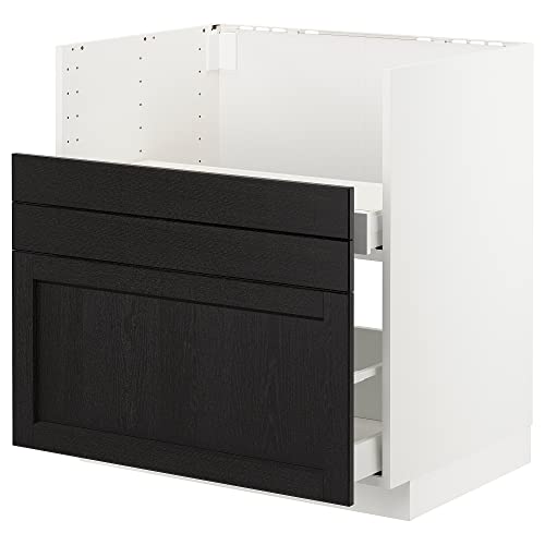 ProTuning METOD bc f BREDSJÖN Spüle/2 Fronten/2 Schubladen, 80x60 cm, schwarz gebeizt-weiß von ProTuning