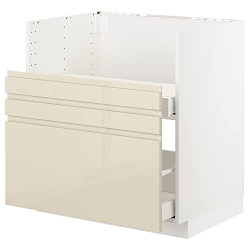 ProTuning METOD bc f BREDSJÖN Spüle / 2 Fronten / 2 Schubladen 80x60 cm weiß/Voxtorp Hochglanz Hellbeige von ProTuning