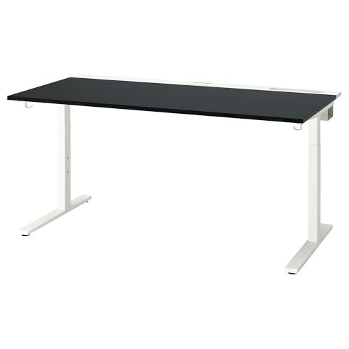 ProTuning MITTZON Schreibtisch, 160 x 80 cm, schwarz gebeiztes Eschenfurnier weiß von ProTuning