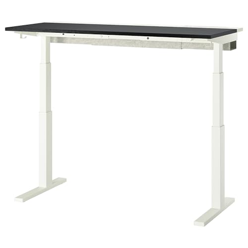 ProTuning MITTZON Schreibtisch-Sitz/Ständer, 140 x 60 cm, elektrisch schwarz gebeiztes Eschenfurnier/Weiß von ProTuning