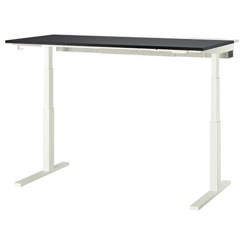 ProTuning MITTZON Schreibtisch-Sitz/Ständer, 160 x 80 cm, elektrisch schwarz gebeiztes Eschenfurnier/Weiß von ProTuning