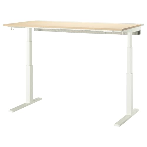 ProTuning MITTZON Schreibtisch-Sitz/Ständer, 160 x 80 cm, elektrisches Birkenfurnier/Weiß von ProTuning