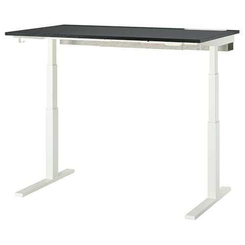ProTuning MITTZON Schreibtisch-Sitz/Ständer, elektrisch, schwarz gebeiztes Eschenfurnier/Schwarzweiß, 140 x 80 cm von ProTuning