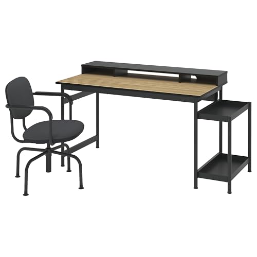 ProTuning MULLSJÖ Schreibtisch und Stuhl, Eichenfurnier/Dunkelgrau von ProTuning